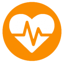 Heart with a heart rate monitor in the middle