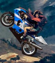 Napoleon Riding a Motorcycle